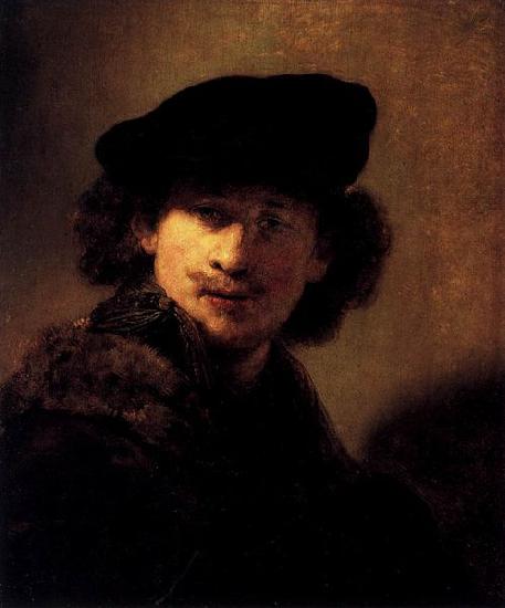 Rembrandt Peale Self portrait with Velvet Beret and Furred Mantel oil painting image